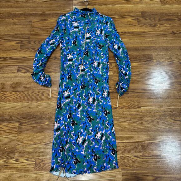 Marni viscose Blue Floral  Print Bodycon Dress size 40 / US 8 - Picture 11 of 16